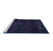 Sideview of Machine Washable Persian Blue Traditional Rug, wshtr2415blu