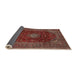 Sideview of Traditional Orange Salmon Pink Medallion Rug, tr2416