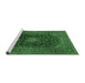 Sideview of Machine Washable Medallion Emerald Green Traditional Area Rugs, wshtr2416emgrn