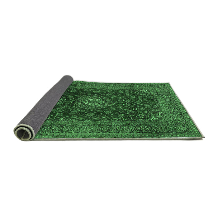 Sideview of Medallion Emerald Green Traditional Rug, tr2416emgrn