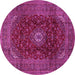 Round Medallion Pink Traditional Rug, tr2416pnk