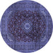 Round Medallion Blue Traditional Rug, tr2416blu