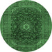 Round Medallion Emerald Green Traditional Rug, tr2416emgrn