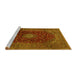 Sideview of Machine Washable Medallion Yellow Traditional Rug, wshtr2416yw