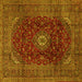 Square Machine Washable Medallion Yellow Traditional Rug, wshtr2416yw