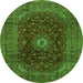 Machine Washable Medallion Green Traditional Area Rugs, wshtr2416grn