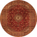 Square Medallion Orange Traditional Rug, tr2416org