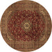 Round Medallion Brown Traditional Rug, tr2416brn