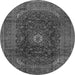 Machine Washable Medallion Gray Traditional Rug, wshtr2416gry