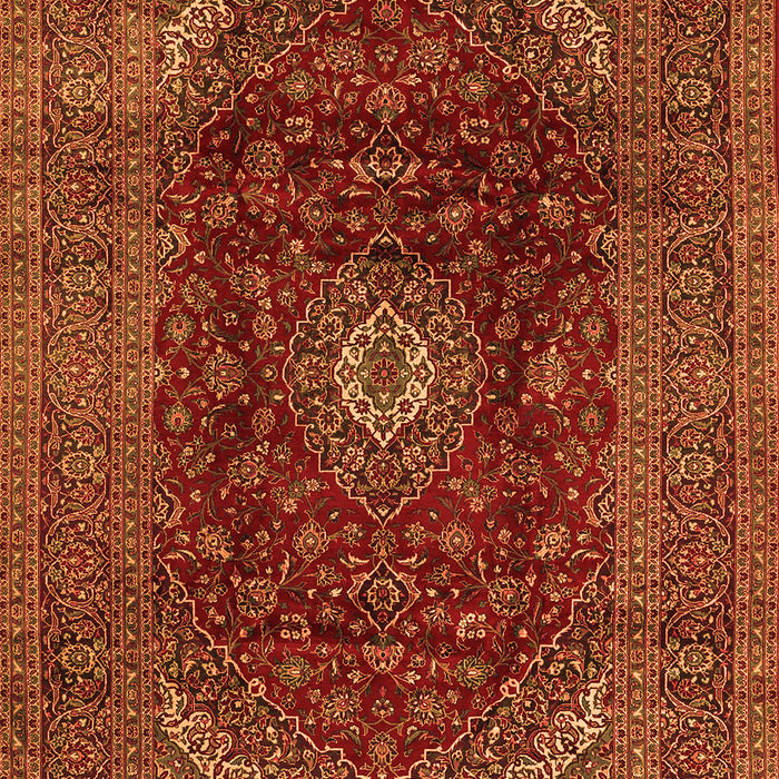 Serging Thickness of Machine Washable Medallion Orange Traditional Area Rugs, wshtr2416org