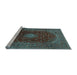 Sideview of Machine Washable Medallion Light Blue Traditional Rug, wshtr2416lblu