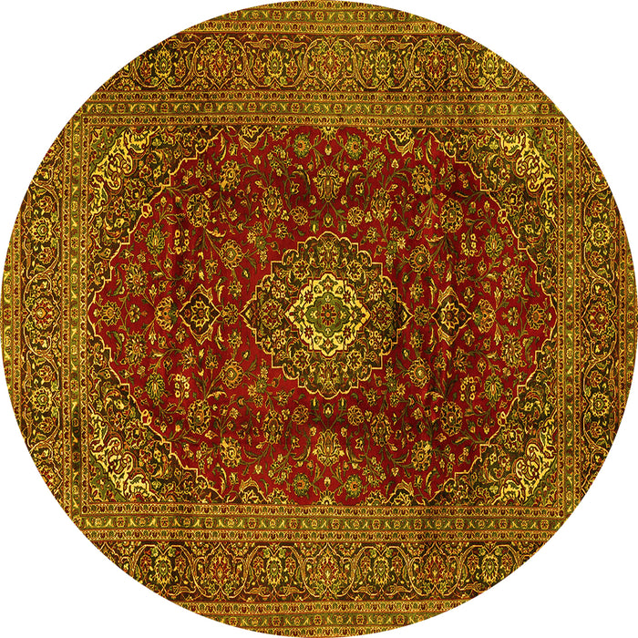 Round Medallion Yellow Traditional Rug, tr2416yw