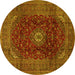 Round Medallion Yellow Traditional Rug, tr2416yw