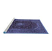 Sideview of Machine Washable Medallion Blue Traditional Rug, wshtr2416blu