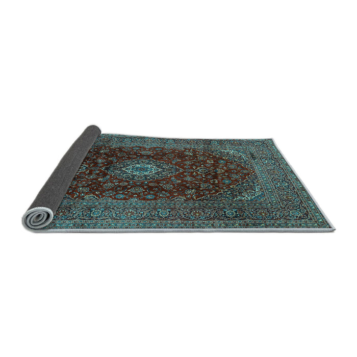 Sideview of Medallion Light Blue Traditional Rug, tr2416lblu