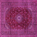 Square Machine Washable Medallion Pink Traditional Rug, wshtr2416pnk