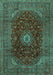 Machine Washable Medallion Turquoise Traditional Area Rugs, wshtr2416turq