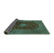 Sideview of Medallion Turquoise Traditional Rug, tr2416turq