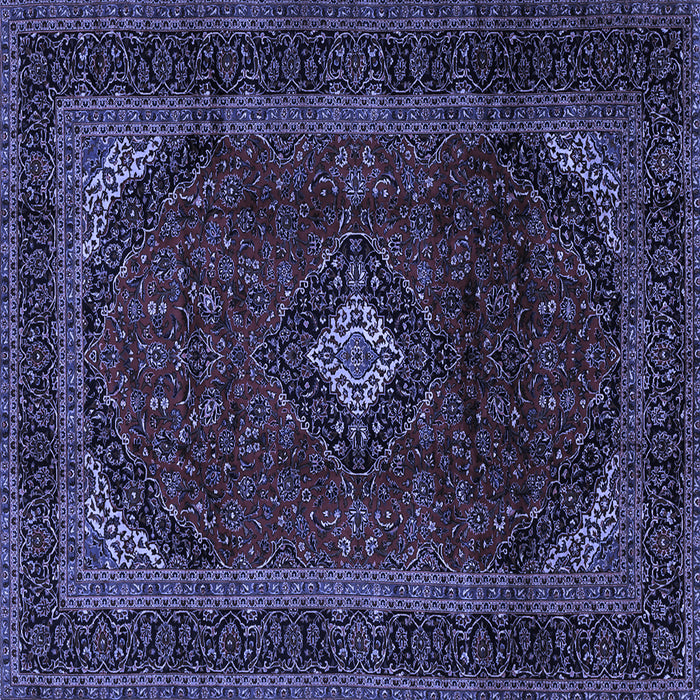 Square Machine Washable Persian Blue Traditional Rug, wshtr2417blu