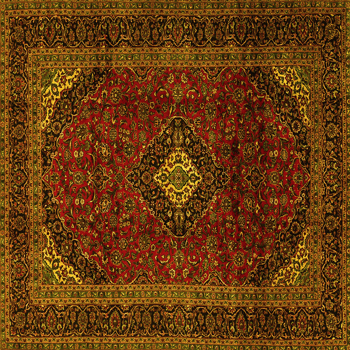 Square Machine Washable Persian Yellow Traditional Rug, wshtr2417yw