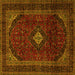 Square Machine Washable Persian Yellow Traditional Rug, wshtr2417yw