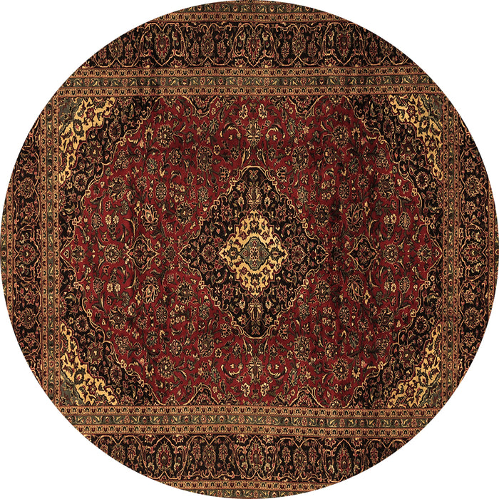 Round Machine Washable Persian Brown Traditional Rug, wshtr2417brn