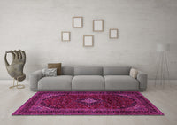 Machine Washable Persian Pink Traditional Rug, wshtr2417pnk