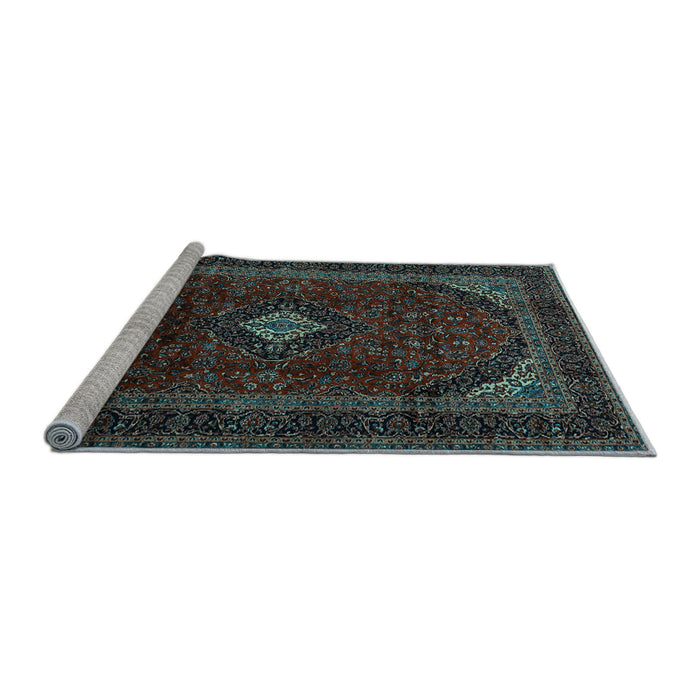 Sideview of Machine Washable Persian Light Blue Traditional Rug, wshtr2417lblu