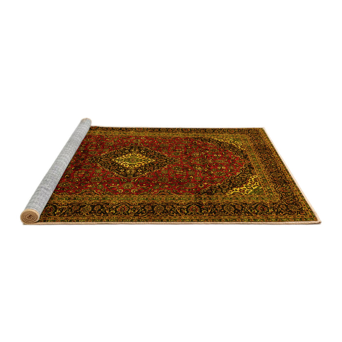 Sideview of Machine Washable Persian Yellow Traditional Rug, wshtr2417yw