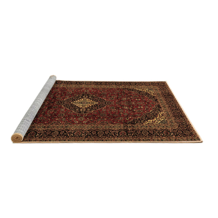 Sideview of Machine Washable Persian Brown Traditional Rug, wshtr2417brn