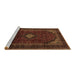 Sideview of Machine Washable Persian Brown Traditional Rug, wshtr2417brn