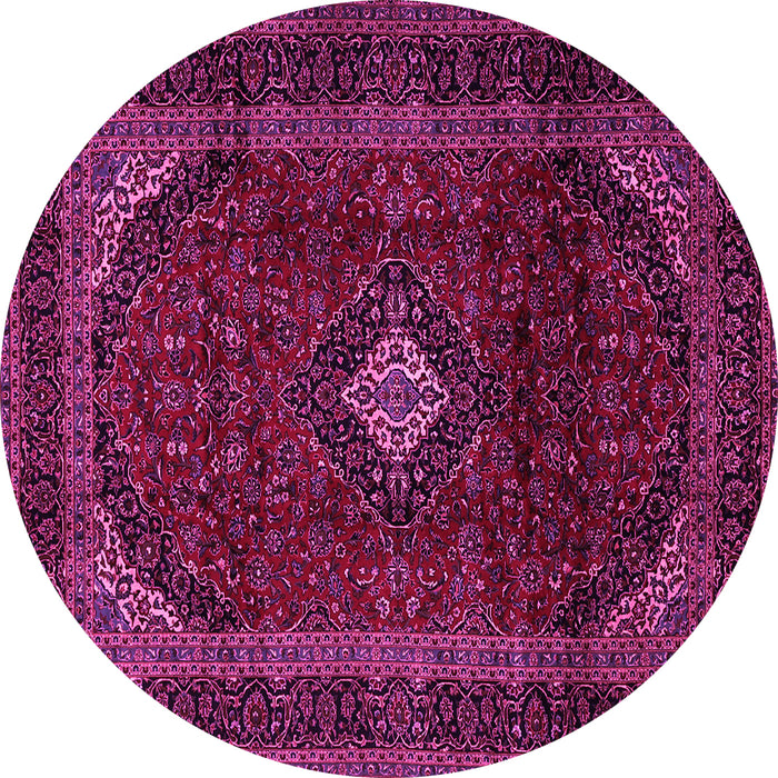 Round Machine Washable Persian Pink Traditional Rug, wshtr2417pnk