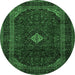 Round Persian Emerald Green Traditional Rug, tr2417emgrn