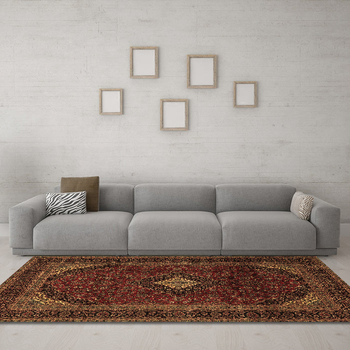 Machine Washable Persian Brown Traditional Rug in a Living Room,, wshtr2417brn