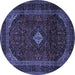 Round Machine Washable Persian Blue Traditional Rug, wshtr2417blu