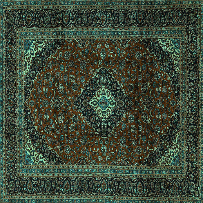 Square Machine Washable Persian Turquoise Traditional Area Rugs, wshtr2417turq