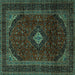 Square Machine Washable Persian Turquoise Traditional Area Rugs, wshtr2417turq