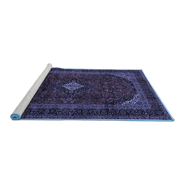 Sideview of Machine Washable Persian Blue Traditional Rug, wshtr2417blu