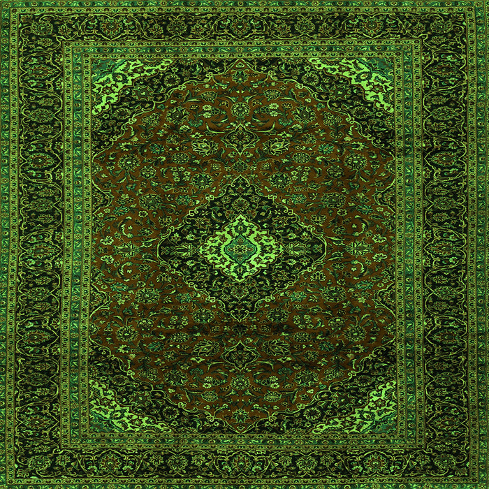 Round Machine Washable Persian Green Traditional Area Rugs, wshtr2417grn