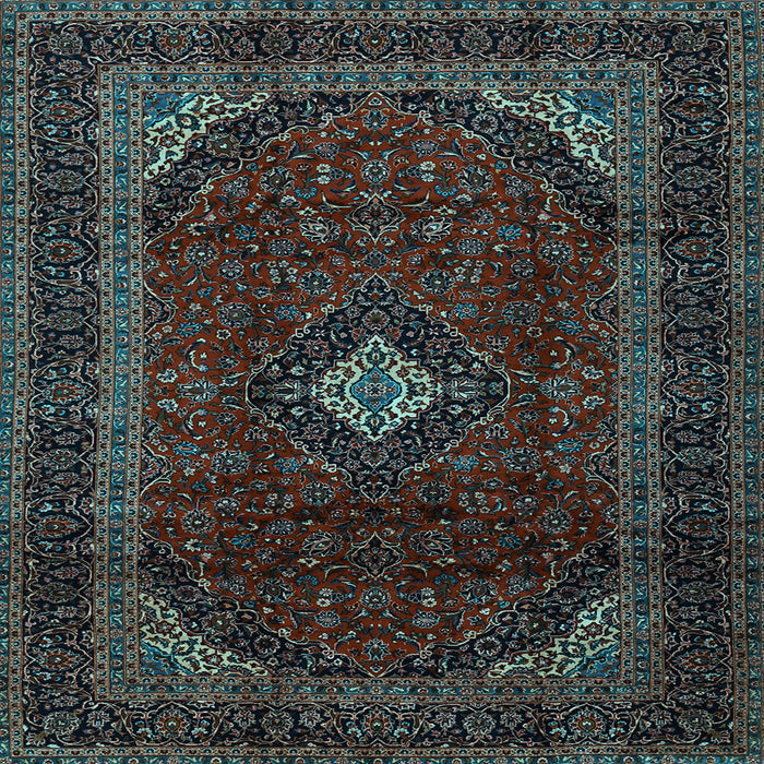 Square Machine Washable Persian Light Blue Traditional Rug, wshtr2417lblu