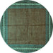 Round Persian Turquoise Traditional Rug, tr2418turq