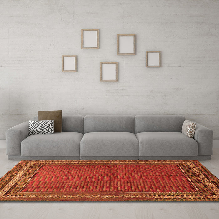 Machine Washable Persian Orange Traditional Area Rugs in a Living Room, wshtr2418org