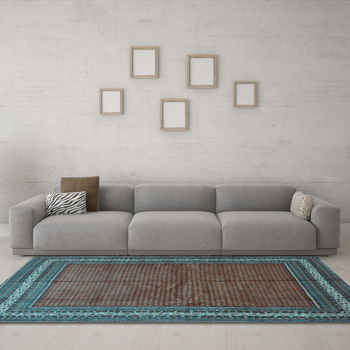 Machine Washable Persian Light Blue Traditional Rug in a Living Room, wshtr2418lblu