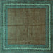 Square Machine Washable Persian Turquoise Traditional Area Rugs, wshtr2418turq