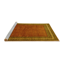 Sideview of Machine Washable Persian Yellow Traditional Rug, wshtr2418yw