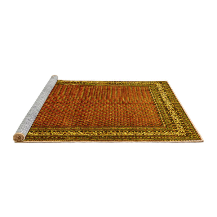 Sideview of Machine Washable Persian Yellow Traditional Rug, wshtr2418yw