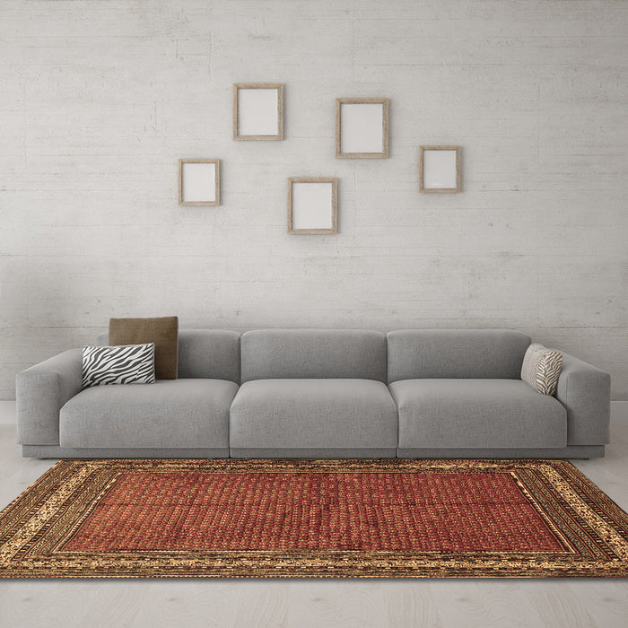 Machine Washable Persian Brown Traditional Rug in a Living Room,, wshtr2418brn
