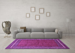 Machine Washable Persian Purple Traditional Area Rugs in a Living Room, wshtr2418pur