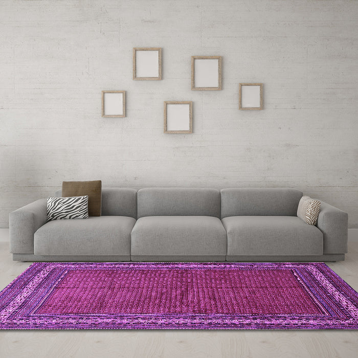 Machine Washable Persian Purple Traditional Area Rugs in a Living Room, wshtr2418pur