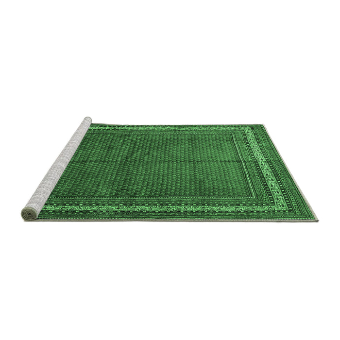 Sideview of Machine Washable Persian Emerald Green Traditional Area Rugs, wshtr2418emgrn